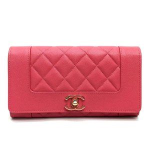 Chanel Caviar Chevron Mademoiselle Flap Long Wallet Red